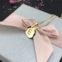 INS Style 18K Gold Plated Polished Brass Initial Letter Pendant Necklace with Zircon