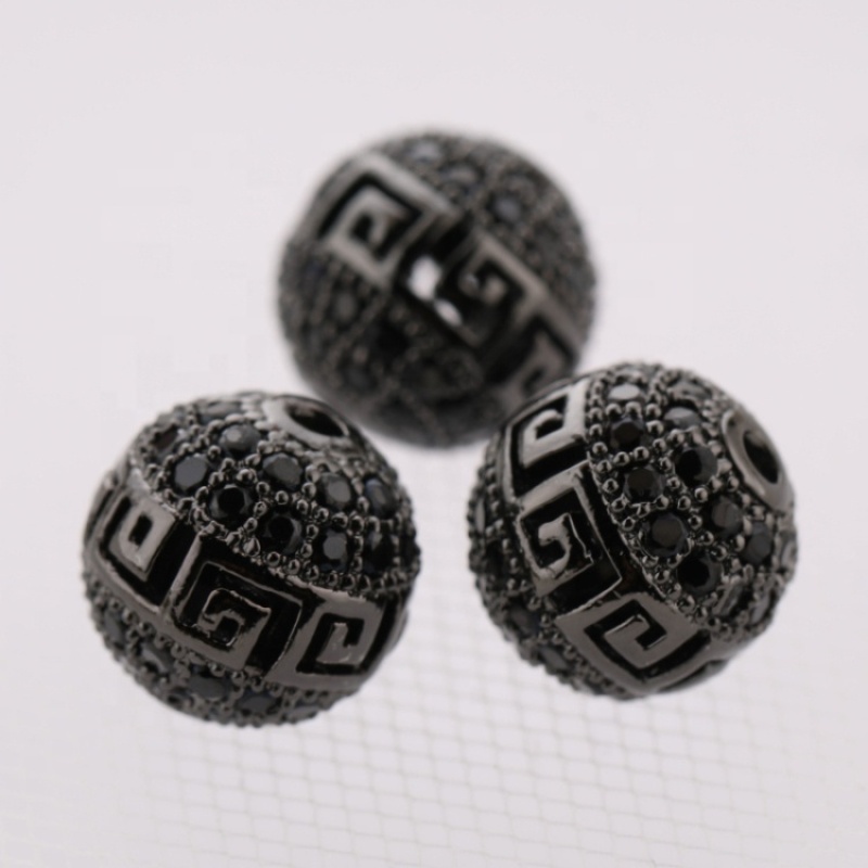 Micro Pave Craft Jewelry Handmade Hollow Gold Silver Beads Charm For Bracelet