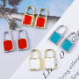 Micro Insert Zirconia Jewelry Gold Plated Pendants Enamel Lock Charms for Jewelry Making