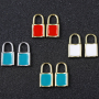 Micro Insert Zirconia Jewelry Gold Plated Pendants Enamel Lock Charms for Jewelry Making