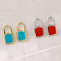 Micro Insert Zirconia Jewelry Gold Plated Pendants Enamel Lock Charms for Jewelry Making