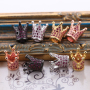 High Quality Handmade Pink Zircon Micro Insert Metal Crown Charms for Jewelry Making