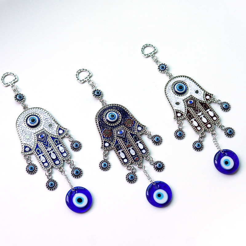 Devil Eye Fatima hand alloy hanging Turkish blue eyes jewelry evil eyes charm pendant