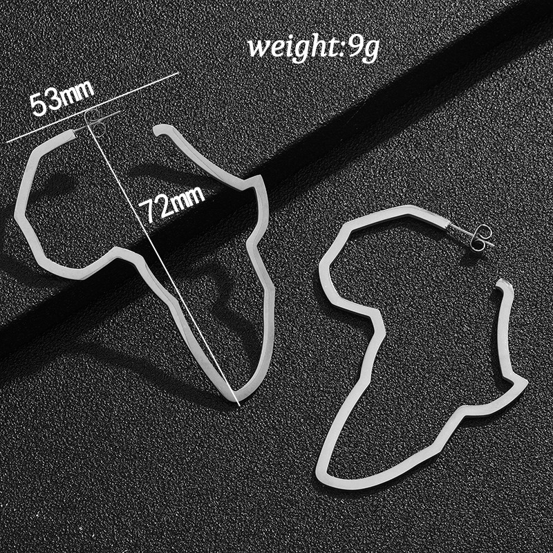 New Arrival Jewelry  Africa Map Gold Plated Geometrical Stainless Steel Fashion Pendant Earrings