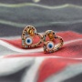 2021 Custom KC Gold Plated Cubic Zirconic Diamond Personalized Stud Earrings Women Heart Eye Devil Jewelry Gold Stud Earrings