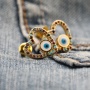 2021 Custom KC Gold Plated Cubic Zirconic Diamond Personalized Stud Earrings Women Heart Eye Devil Jewelry Gold Stud Earrings