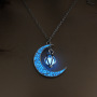 Wholesale luminous beads pumpkin pendant necklace silver plated moon Halloween light up necklace for lady