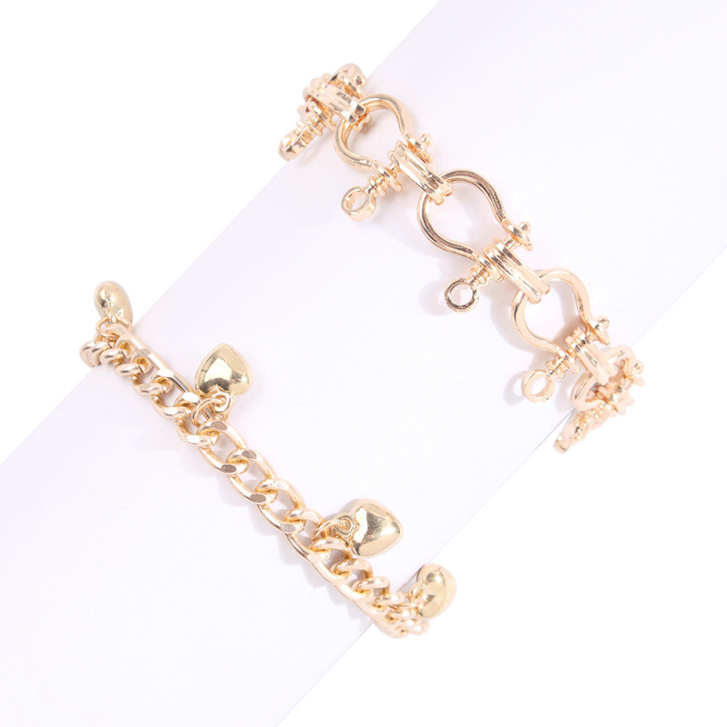 New Trendy Gold Thicker Layered Women Cuban Link Chain Bracelet Bangle for Gift