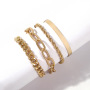 New Trendy Gold Thicker Layered Women Cuban Link Chain Bracelet Bangle for Gift