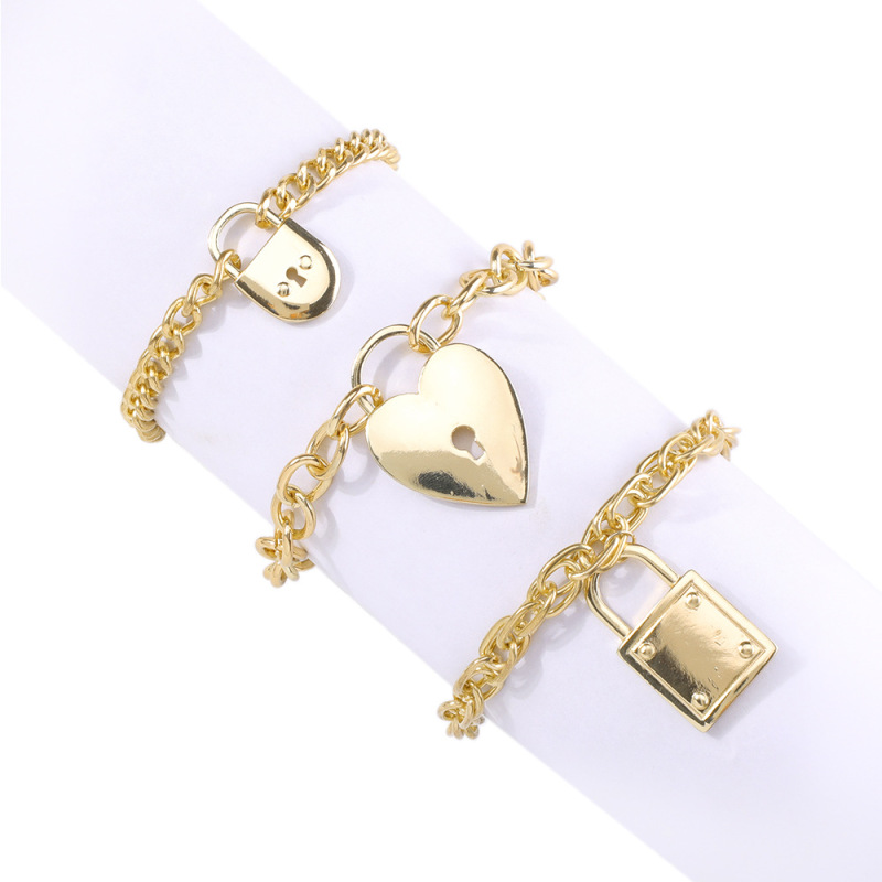 New Trendy Gold Thicker Layered Women Cuban Link Chain Bracelet Bangle for Gift
