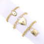 New Trendy Gold Thicker Layered Women Cuban Link Chain Bracelet Bangle for Gift