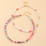 Trendy Custom Bohemian Style Colorful Polymer Clay Disc Multi Layered Vinyl Heishi Beads Necklace for Women