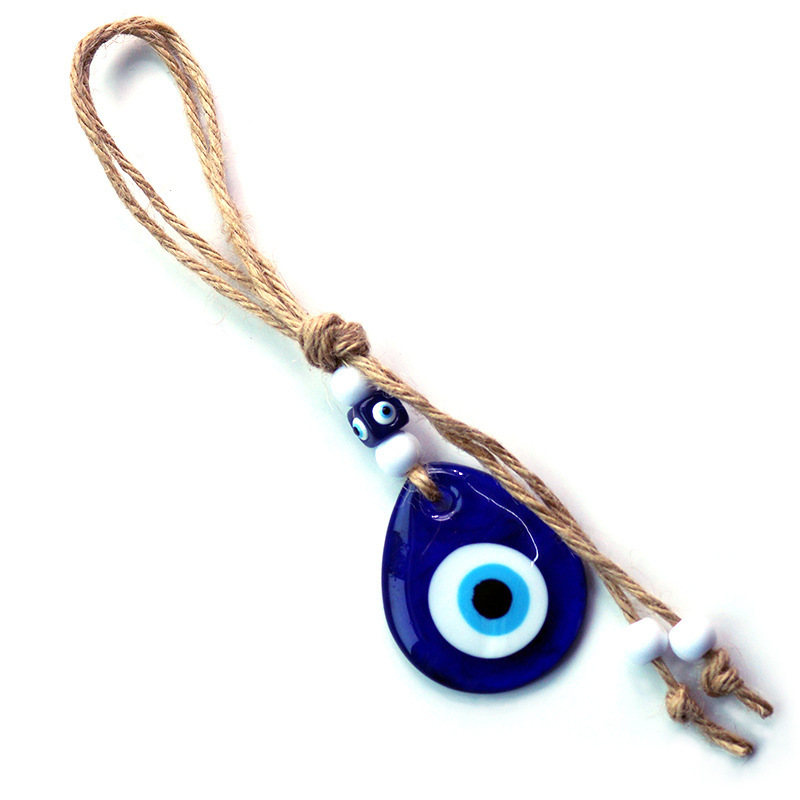 Hemp Rope Water Drop Accessories Turkish Blue Eyes Jewelry Glass Pendant Wall Decoration Good Luck Gift Evil Eyes Pendant Charms