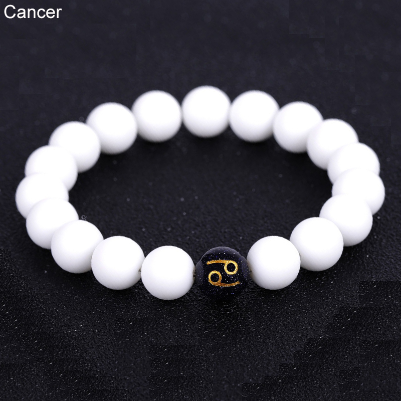 Fashion Design Round Beads High Grade Natural Stone Zodiac Bracelets Luxury Women Girl Jewelry Bracelet Wholesale