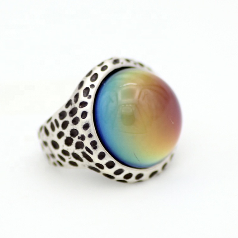 Cool Men and Womens Antique Silver Plated Alloy Mood Color Change Ring