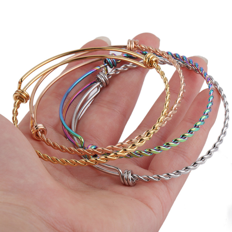 2021 New Style Gold/Silver/Rainbow Color Plated Stainless Steel Bangle