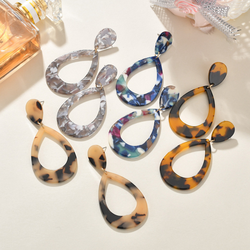 New Arrival Colorful Exaggerated Geometric Acrylic Acetate Drop Fashion Pendant Earrings for Women