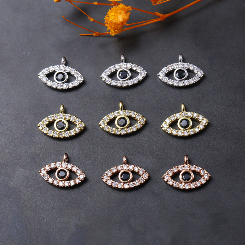 Micro Insert Zirconia Jewelry Gold Plated Pendants Devil's Eye Charms for Jewelry Making