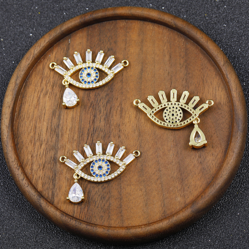 Micro Insert Zirconia Jewelry Gold Plated Pendants Devil's Eye Charms for Jewelry Making