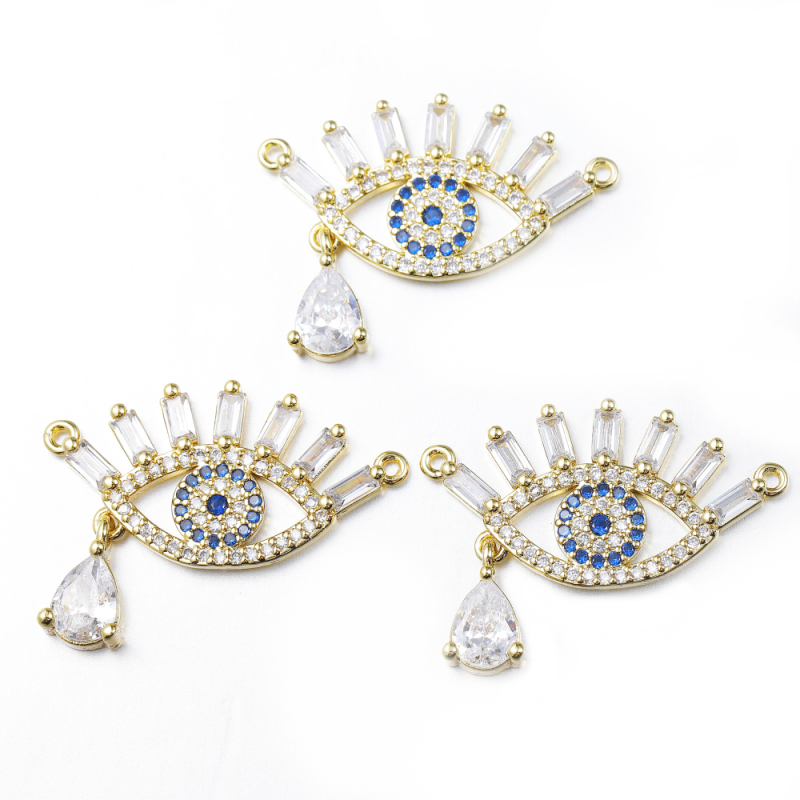 Micro Insert Zirconia Jewelry Gold Plated Pendants Devil's Eye Charms for Jewelry Making