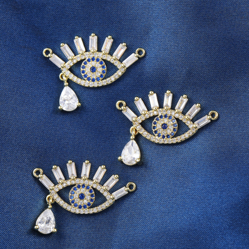 Micro Insert Zirconia Jewelry Gold Plated Pendants Devil's Eye Charms for Jewelry Making