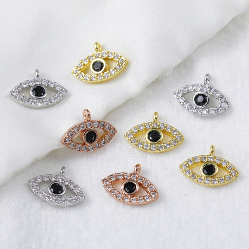Micro Insert Zirconia Jewelry Gold Plated Pendants Devil's Eye Charms for Jewelry Making