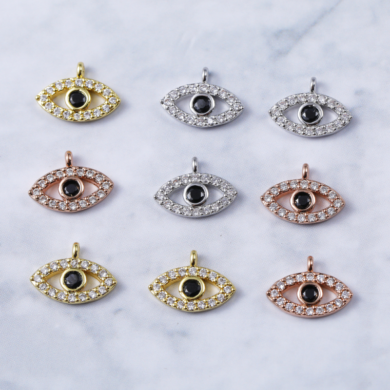 Micro Insert Zirconia Jewelry Gold Plated Pendants Devil's Eye Charms for Jewelry Making