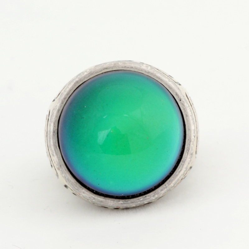 Alloy Mood Stone Ring Silver Plated Gemstone Rings Channel Setting Glass Women's Gift Bar Setting Bohemian Top Sale High Quality