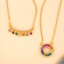 2021 Wholesale Women Fashion Accessories 18K Gold Plated Copper Color Zircon Stainless Steel Geometric Jewelry Pendant Necklace