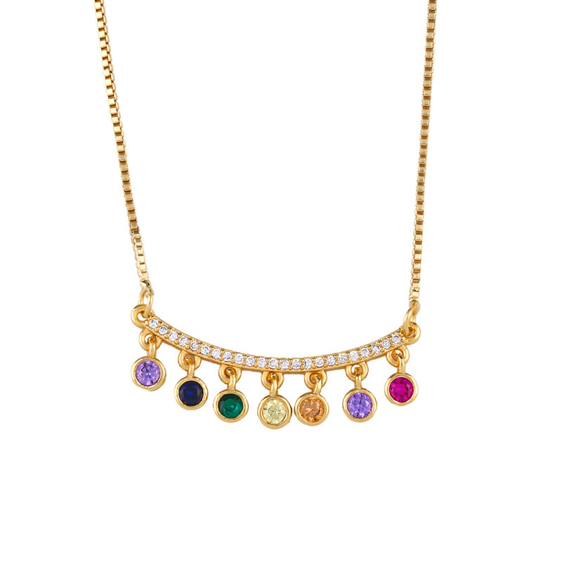 2021 Wholesale Women Fashion Accessories 18K Gold Plated Copper Color Zircon Stainless Steel Geometric Jewelry Pendant Necklace