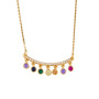 2021 Wholesale Women Fashion Accessories 18K Gold Plated Copper Color Zircon Stainless Steel Geometric Jewelry Pendant Necklace