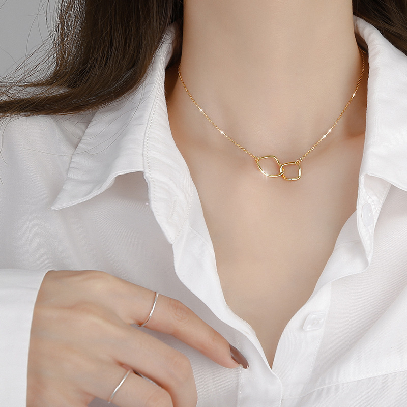 Simple cute women accessories jewelry ins style sweet pearl diamond studded collarbone chain necklace
