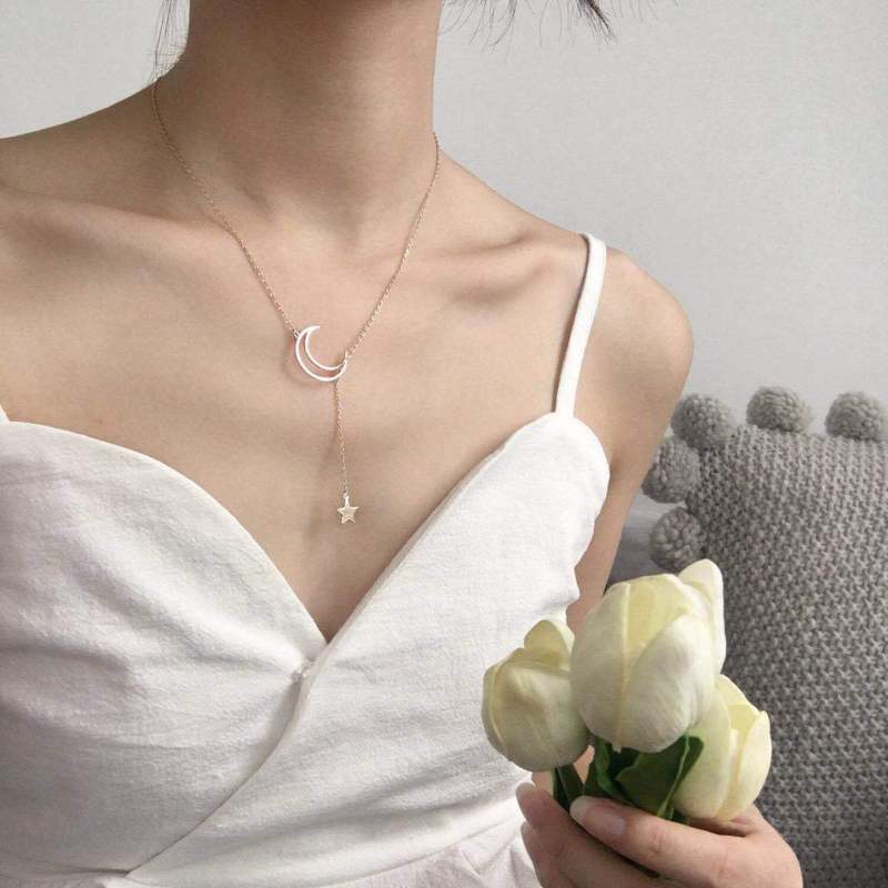 Simple cute women accessories jewelry ins style sweet pearl diamond studded collarbone chain necklace