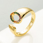 Couple Copper Ring 18k Gold Micro-inlaid Zircon Letter Open Ring Hip-hop Style