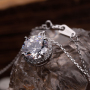 Classic Design Round Diamond Insert S925 Silver Pendant Jewelry Necklace