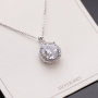 Classic Design Round Diamond Insert S925 Silver Pendant Jewelry Necklace