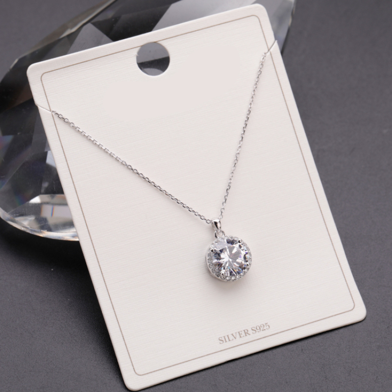 Classic Design Round Diamond Insert S925 Silver Pendant Jewelry Necklace