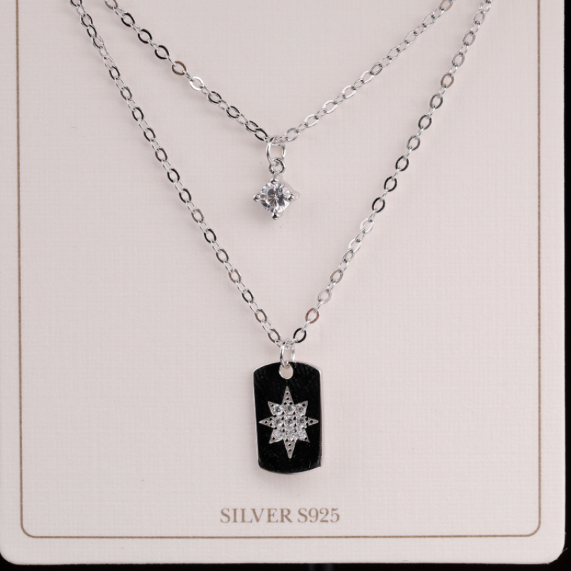 Best Men and Womens Gift Multilayer 925 Silver Dog Tag Pendant Necklace