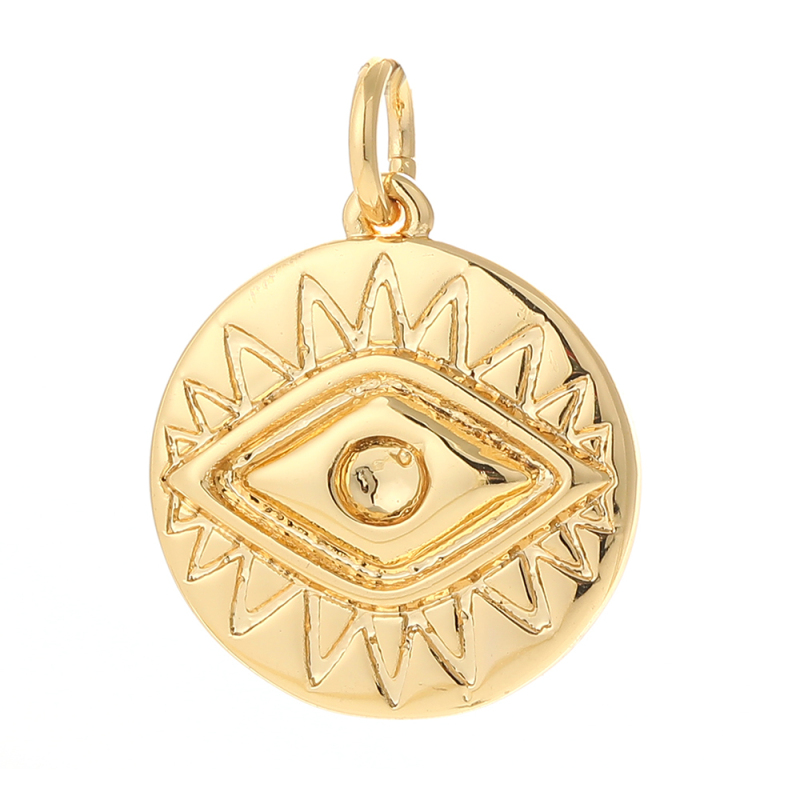 Wholesale Hot Sale 18k Gold Plated Religion Cross Eyes Handmade Pendant Body Round Shape Charm Accessories Zircon Jewelry