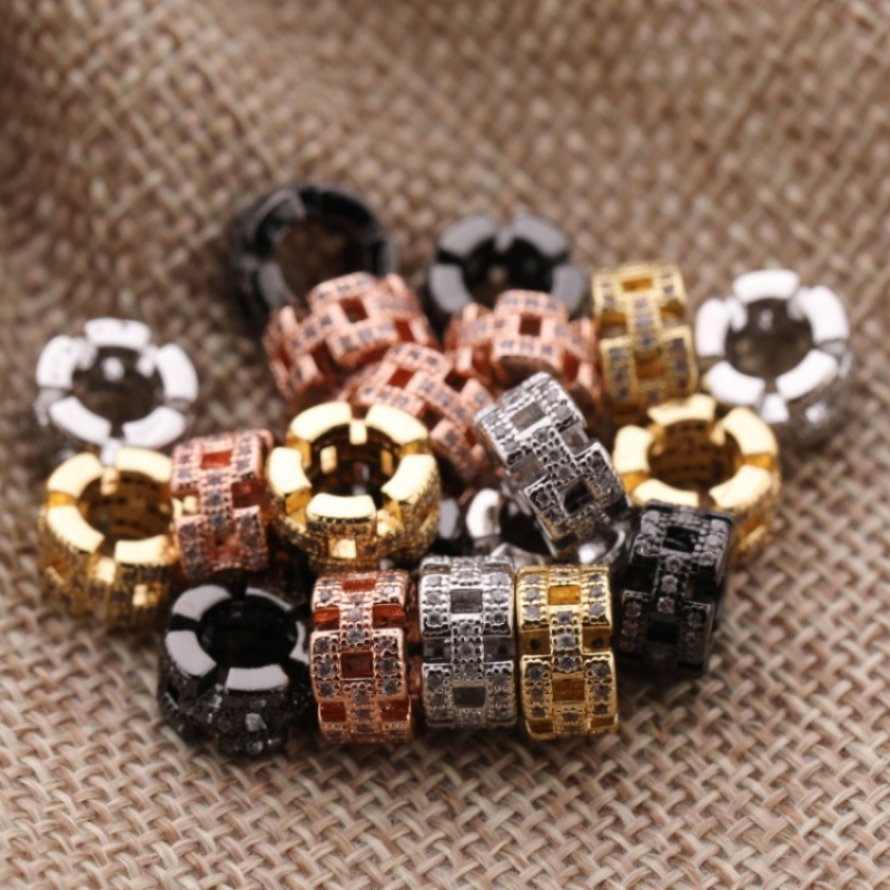 Custom Wholesale Fashion Accessory Gold Plated Copper White Zircon DIY Separation Beads for Jewelry Bracelet Necklace Making