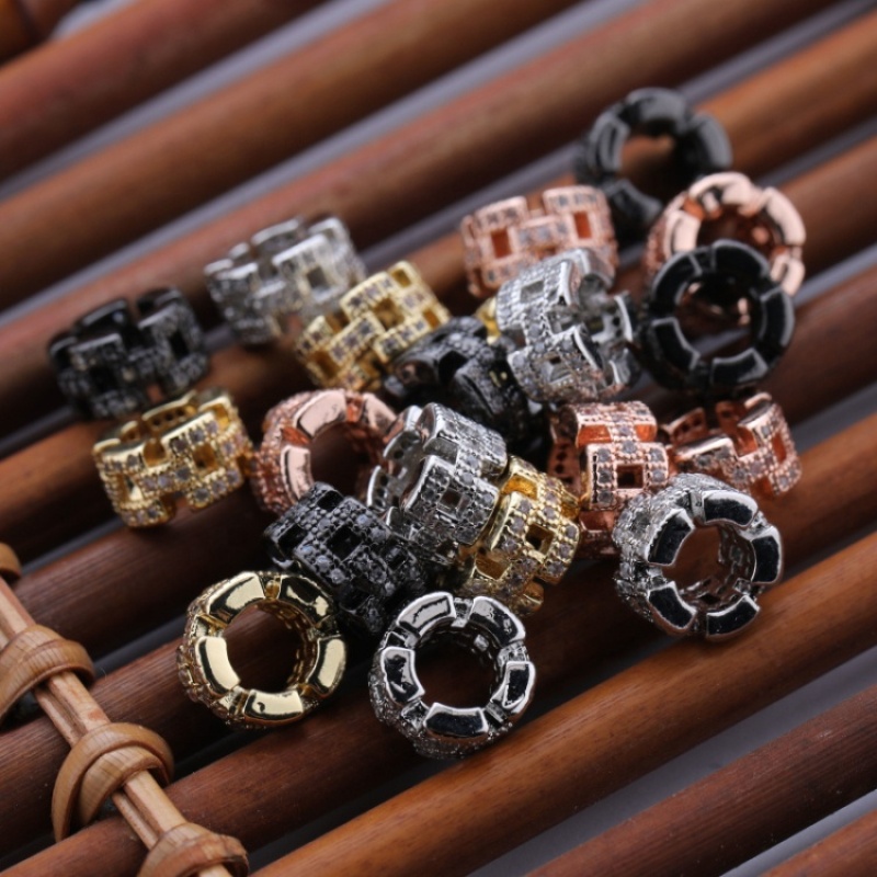 Custom Wholesale Fashion Accessory Gold Plated Copper White Zircon DIY Separation Beads for Jewelry Bracelet Necklace Making