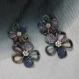 2021 Trend Jewelry Black Gun Plated Brass Zircon Flowers Exaggerated Large Big Statement Stud Post Earrings For Women