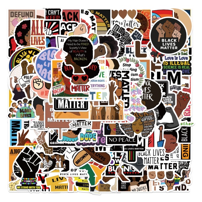 100 packs Custom Black Series Stickers Aesthetic Laptop Cartoon Cute Cup Bike Sticker Book Waterproof Vinyl Stickers for Kids