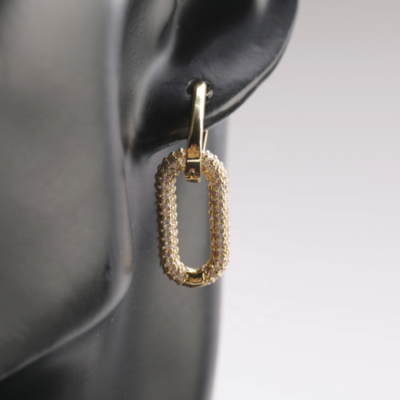 Fashion Diamonds Oval Shape Jewelry Huggie Earrings KC Gold Plated Zircon CZ Hoop Earrings Jewelry Accessories for Woman 2021