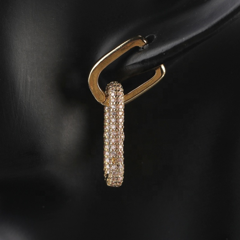 Fashion Diamonds Oval Shape Jewelry Huggie Earrings KC Gold Plated Zircon CZ Hoop Earrings Jewelry Accessories for Woman 2021