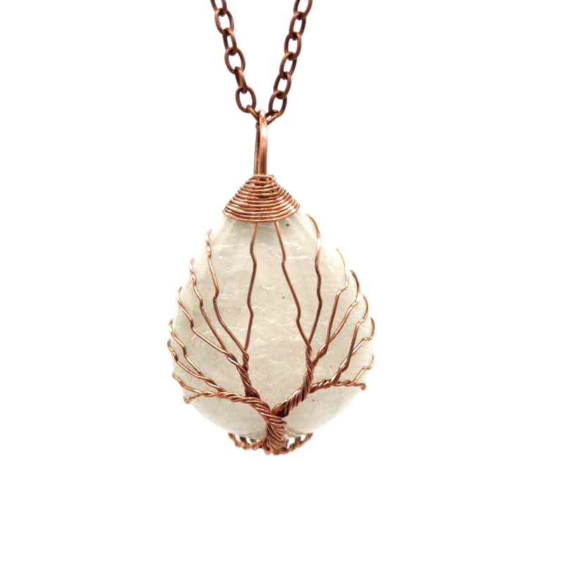 Fashion Design Popular Womens Handmade Metal Chain Necklace Colors Energy Stone Pendant Necklace for Sale