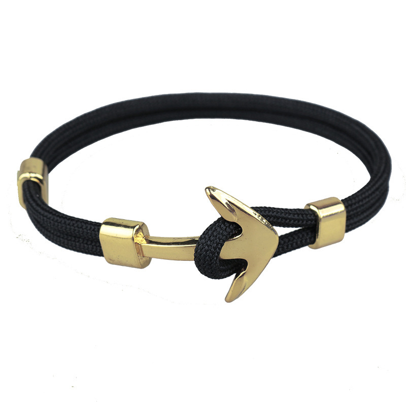 Men and Women Handmade Gold Anchor Bracelet Colorful Woven Paracord Bracelet Hot Sale 2021