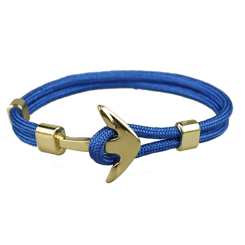 Men and Women Handmade Gold Anchor Bracelet Colorful Woven Paracord Bracelet Hot Sale 2021