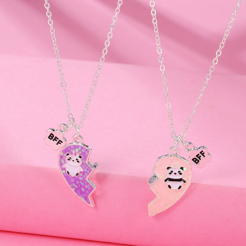 BFF 2Pcs/Set Best Friends Forever Broken Heart Couple Unicorn Set Chain Pendant Necklace