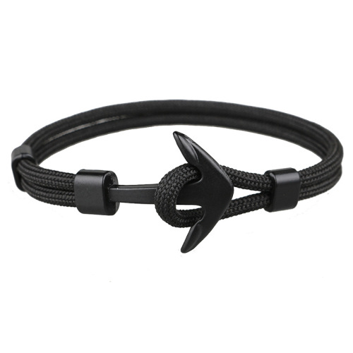 Fashion Handmade Multi-color Paracord Black Anchor Woven Bracelet for Sale